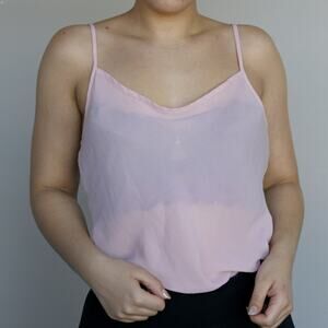 Women's Sheer Pink Tank Top Large